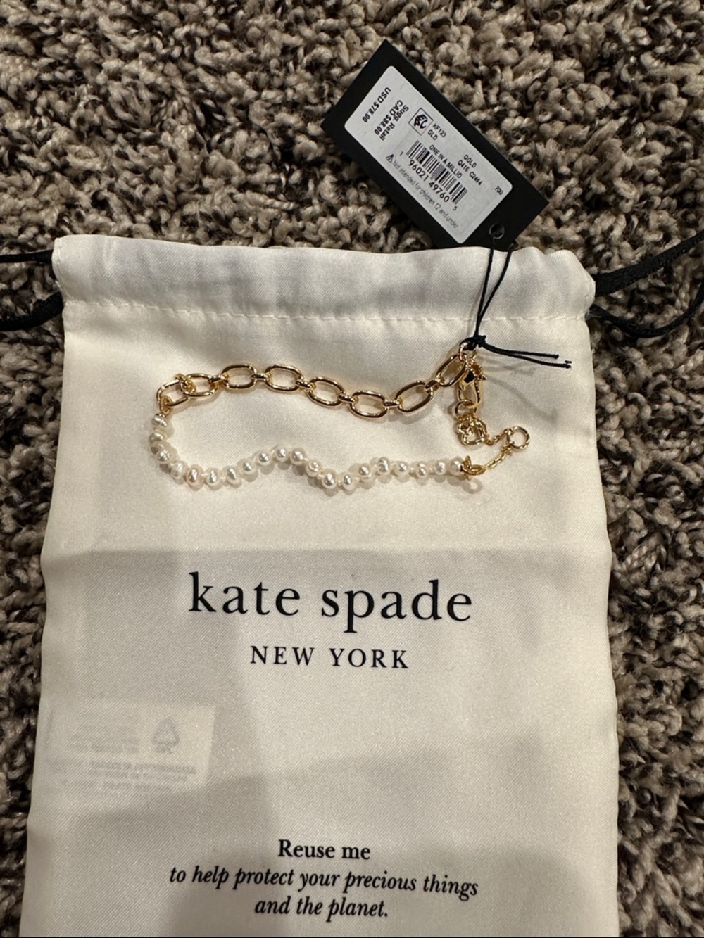 kate spade gold and pearl link bracelet